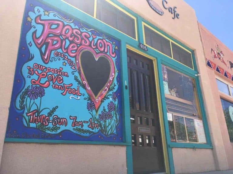 The colorful Passion Pie Cafe storefront on Main Avenue